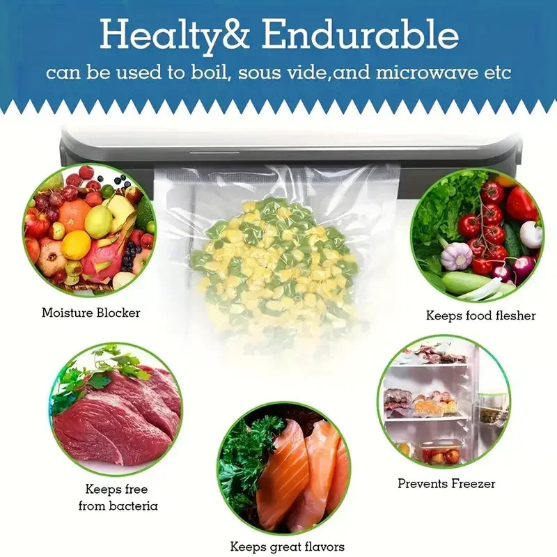 50Pcs Vacuum Sealer Bags, Disposable Airtight Compression Bag, Transparent Food Packaging Bag, for Meat,Fruit and Vegetable